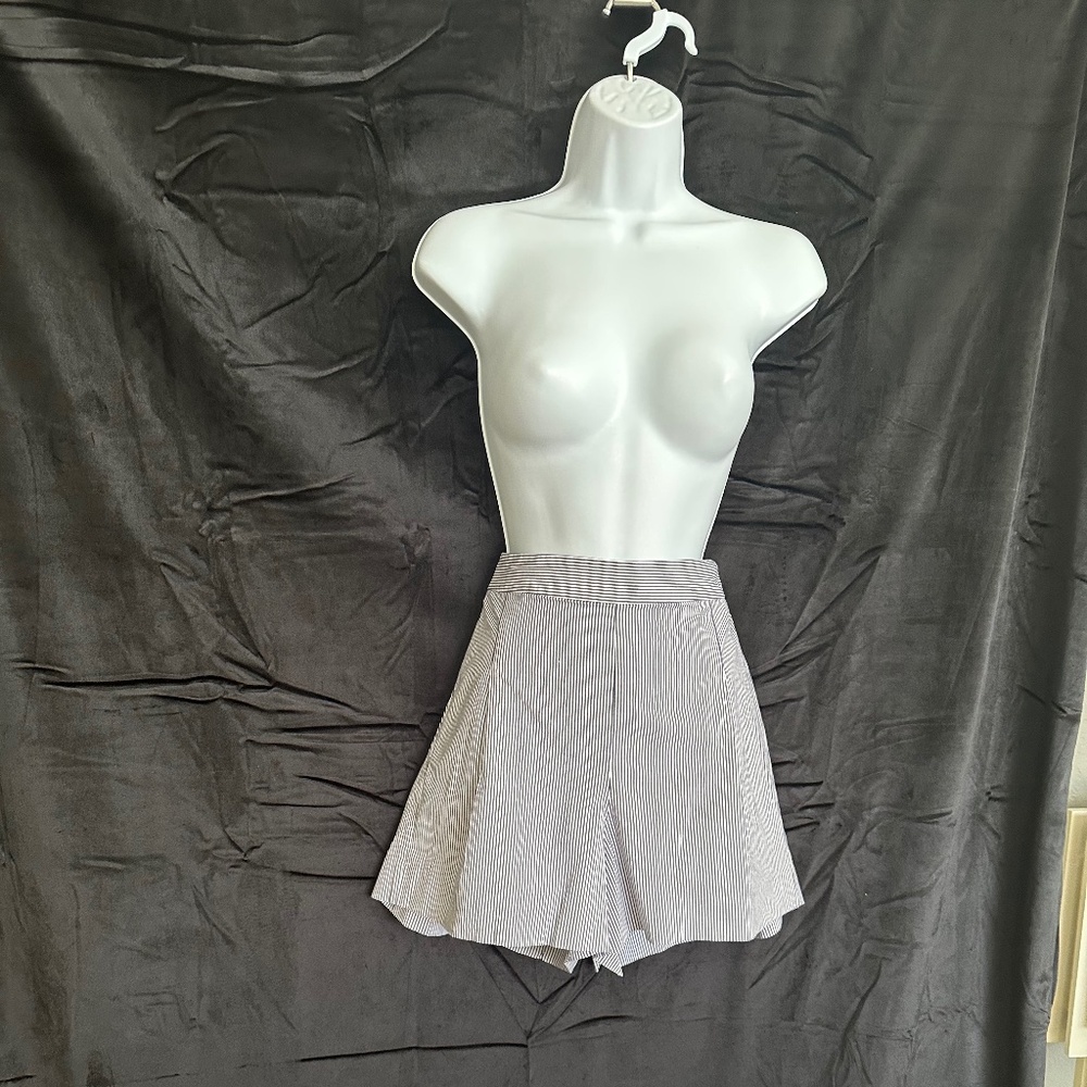J.Crew blue and white pin stripe pleated flare shorts size 8
